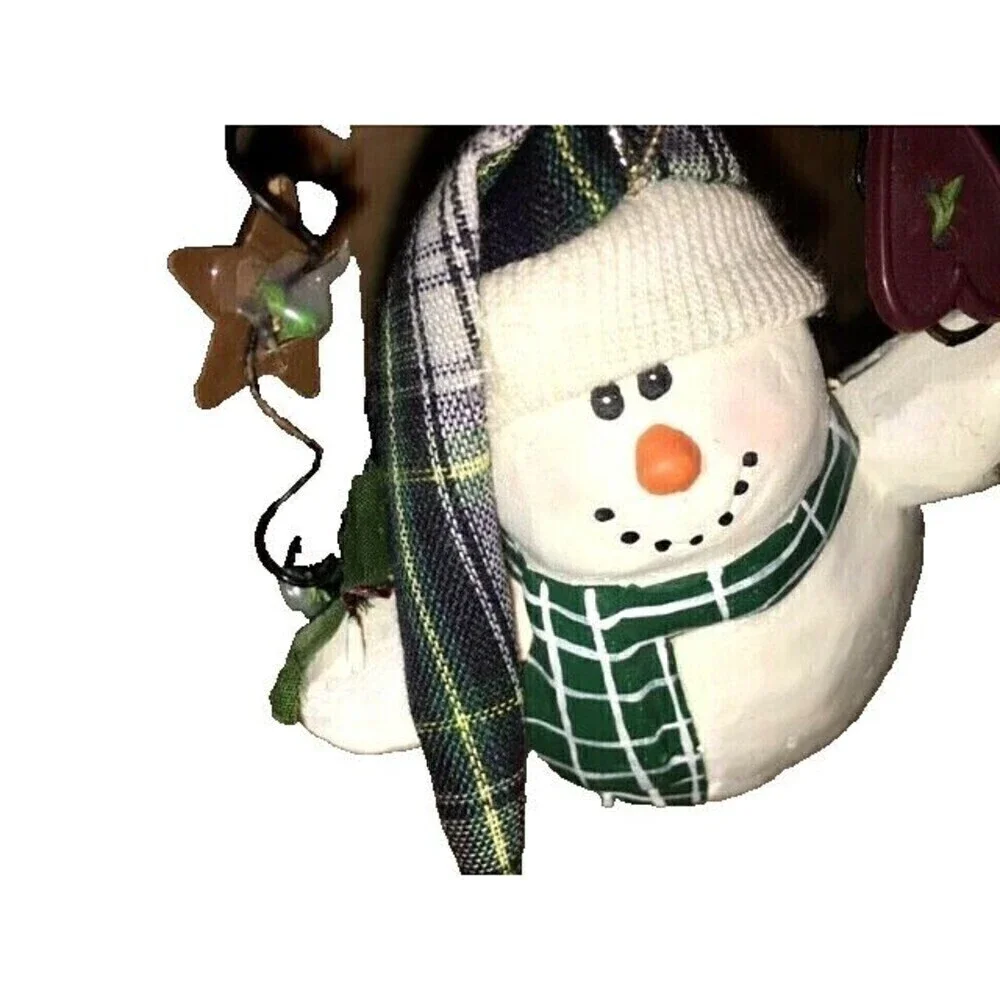 Snowman Angel in Plaid Hat, Check Scarf, Quality Resin Christmas Ornament